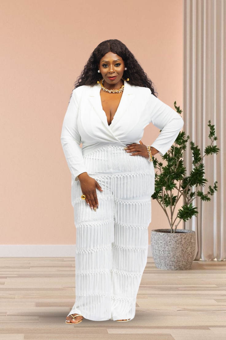 Plus size fringe jumpsuit online